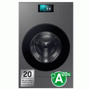 Lavadora - secadora Samsung WD18DB8995BZT2, 18kg lavado, 11kg secado, 1000rpm, Ecobbuble, Vapor, Pantalla LCD táctil, WiFi, clase A/A, grafito